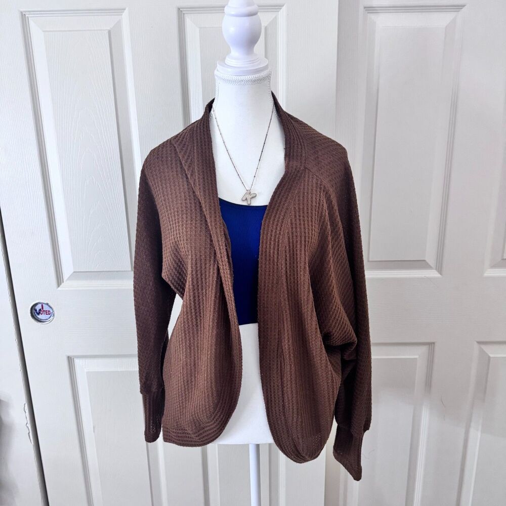 Brown Ribbed Oversized Cardigan Medium